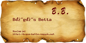 Bögös Betta névjegykártya